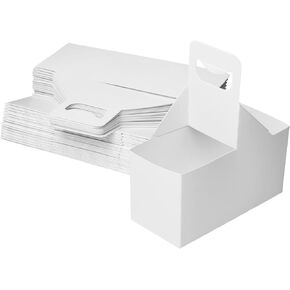 V Viatanst 30 Pack Kraft Drink Carrier with Handle, 2 Cup Kraft Paperboard Cup Holder Assemblable Disposable Paperboard for Drinks, Takeout, Cafe and Restaurant Food Service Delivery