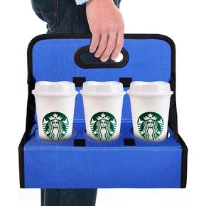 BOHEMIABY Drink Carrier with Handle Reusable, 6 Cup Portable Drink Carrier, Foldable Cup Coffee Carrier, Carry Cocktails、Safely Secures Hot and Cold Beverages-for Delivery and Take Out(Black)
