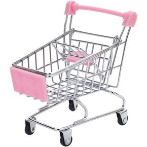 SEWACC Metal Shopping cart for Kids Grocery cart Mini Fries Basket Trolley Food Holder Mini Supermarket Handcart Childrens Toys Children Toy for Pretending Game Model Decorate