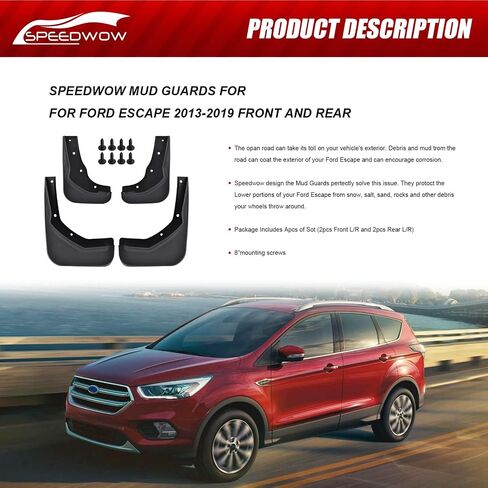 SPEEDWOW Mud Flaps,Fit for 2013-2019 Ford Escape,Front and Rear 4Piece/Set（No Drilling Required） in Saudi Arabia