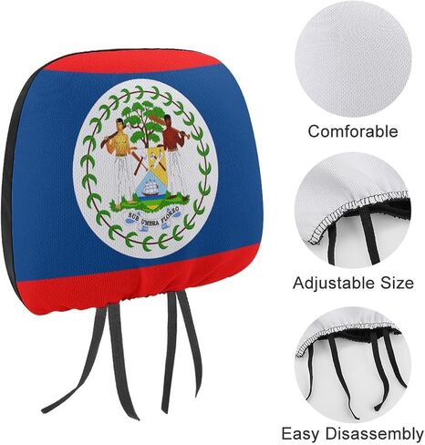 SZDIZOWE غطاء مسند رأس مطبوع مبتكر علم بليز أغطية مسند رأس مقعد السيارة مناسب لجميع السيارات/سيارات الدفع الرباعي/الشاحنات غطاء مسند الرأس قطعتين in Kuwait