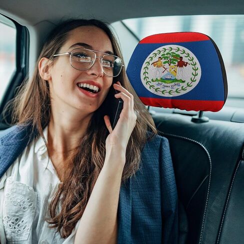 SZDIZOWE غطاء مسند رأس مطبوع مبتكر علم بليز أغطية مسند رأس مقعد السيارة مناسب لجميع السيارات/سيارات الدفع الرباعي/الشاحنات غطاء مسند الرأس قطعتين in Kuwait