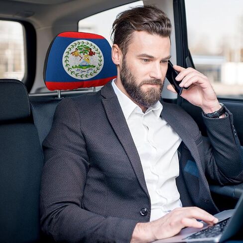 SZDIZOWE غطاء مسند رأس مطبوع مبتكر علم بليز أغطية مسند رأس مقعد السيارة مناسب لجميع السيارات/سيارات الدفع الرباعي/الشاحنات غطاء مسند الرأس قطعتين in Kuwait