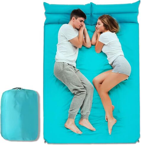 وسادة نوم مزدوجة للتخييم من ييران، نفخ ذاتي، مرتبة تخييم هوائية مقاومة للماء، عبوتين، أزرق in Kuwait