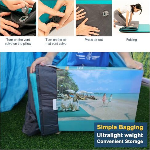 وسادة نوم مزدوجة للتخييم من ييران، نفخ ذاتي، مرتبة تخييم هوائية مقاومة للماء، عبوتين، أزرق in Kuwait