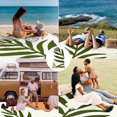 Beach Blanket Sandproof Waterproof, Large Beach Mat for 2-4 Adults with Stakes, Sand Free Compact Lightweight Picnic Blankets, Beach Essentials Necessities Accessories Must Haves-Colorful Rainbow Wave in Saudi Arabia
