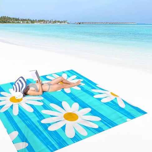 Beach Blanket Sandproof Waterproof, Large Beach Mat for 2-4 Adults with Stakes, Sand Free Compact Lightweight Picnic Blankets, Beach Essentials Necessities Accessories Must Haves-Colorful Rainbow Wave in Saudi Arabia