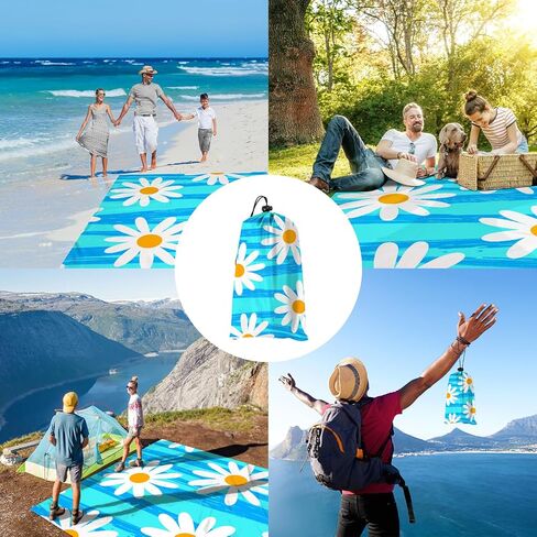 Beach Blanket Sandproof Waterproof, Large Beach Mat for 2-4 Adults with Stakes, Sand Free Compact Lightweight Picnic Blankets, Beach Essentials Necessities Accessories Must Haves-Colorful Rainbow Wave in Saudi Arabia