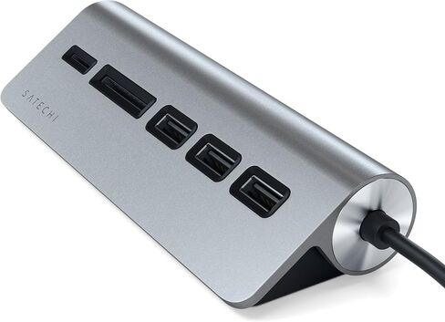Satechi USB-C Combo Hub for Desktop - USB-A 3.0 Data Ports & Micro/SD Card Readers - Compatible with Apple Studio Display, 2021 iMac M1, 2019/2017 iMac, 2020 MacBook Pro/Air M1(Space Gray) in Saudi Arabia