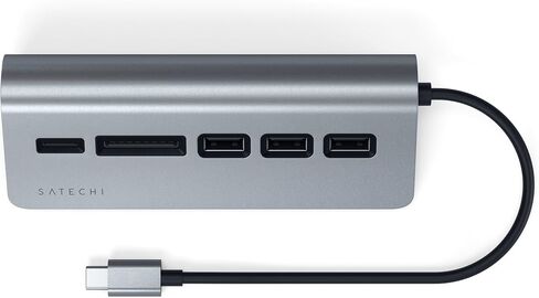 Satechi USB-C Combo Hub for Desktop - USB-A 3.0 Data Ports & Micro/SD Card Readers - Compatible with Apple Studio Display, 2021 iMac M1, 2019/2017 iMac, 2020 MacBook Pro/Air M1(Space Gray) in Saudi Arabia