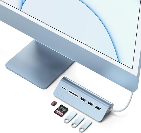 Satechi USB-C Combo Hub for Desktop - USB-A 3.0 Data Ports & Micro/SD Card Readers - Compatible with Apple Studio Display, 2021 iMac M1, 2019/2017 iMac, 2020 MacBook Pro/Air M1(Space Gray) in Saudi Arabia