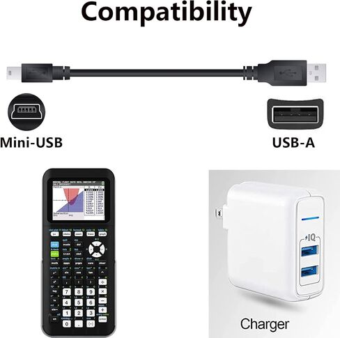 سلك شاحن USB صغير بديل من KQWOMA متوافق مع الرسوم البيانية Texas-Instruments TI-84 Plus CE، الإصدار الفضي TI-84 Plus/C، TI 89 Titanium، TI-Nspire CX/CX CAS (3.3FT) in Kuwait