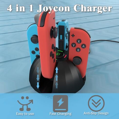 JoyCon Charger Dock for Nintendo Switch, Controller Charger Station Support Charge Four Joycons, Fast Charging Dock Stand for Switch Controller JoyCon in Kuwait