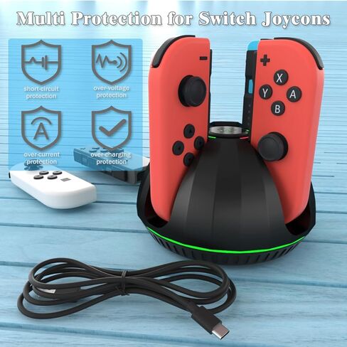 JoyCon Charger Dock for Nintendo Switch, Controller Charger Station Support Charge Four Joycons, Fast Charging Dock Stand for Switch Controller JoyCon in Kuwait