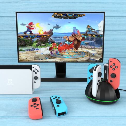 JoyCon Charger Dock for Nintendo Switch, Controller Charger Station Support Charge Four Joycons, Fast Charging Dock Stand for Switch Controller JoyCon in Kuwait