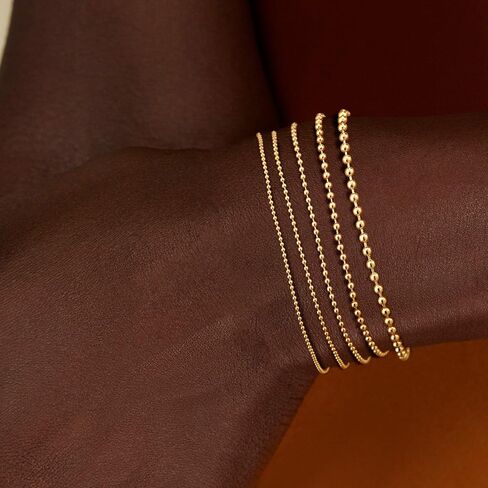 koperin Layered Elastic Stretch 2MM/4MM/6MM Beaded Bracelets - Dainty 14K Gold/Silver Plated Stack Bracelet Set Size of 6.5inch for Women Girl Trendy Jewelry Gift in Saudi Arabia