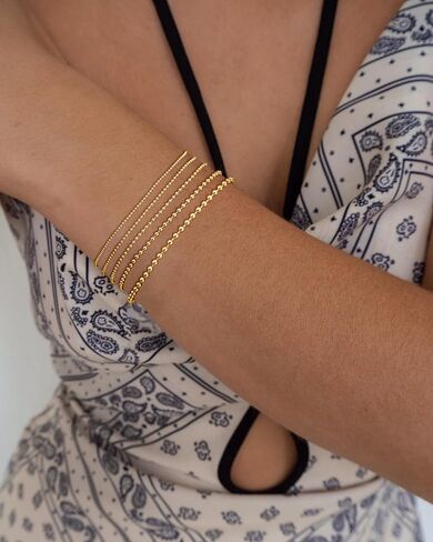 koperin Layered Elastic Stretch 2MM/4MM/6MM Beaded Bracelets - Dainty 14K Gold/Silver Plated Stack Bracelet Set Size of 6.5inch for Women Girl Trendy Jewelry Gift in Saudi Arabia