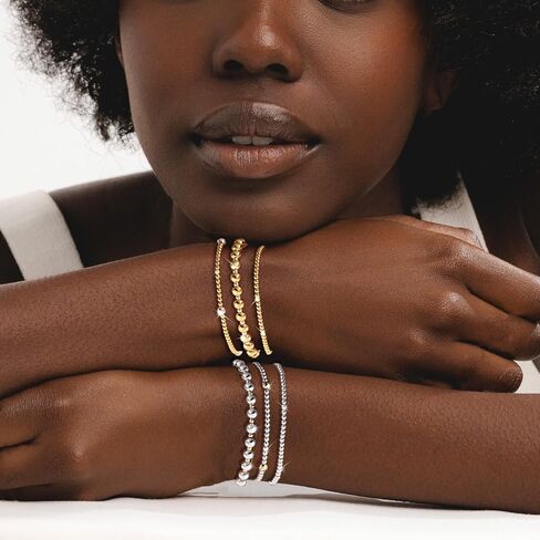 koperin Layered Elastic Stretch 2MM/4MM/6MM Beaded Bracelets - Dainty 14K Gold/Silver Plated Stack Bracelet Set Size of 6.5inch for Women Girl Trendy Jewelry Gift in Saudi Arabia