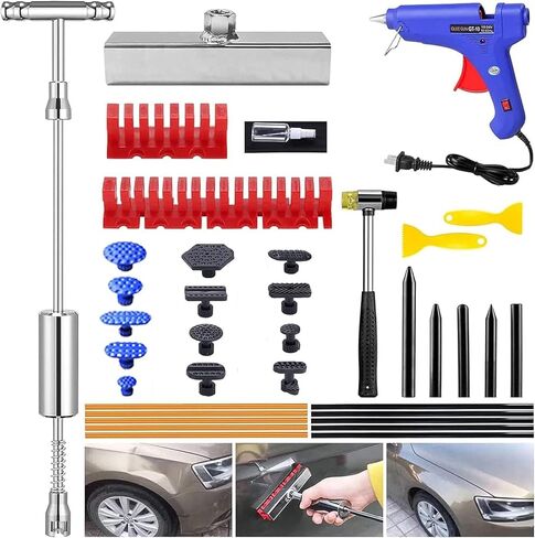 Sonrinss T-Bar Dent Puller - مجموعة مزيل دنت السيارة، مطرقة دنت، أداة إزالة دنت السيارة مناسبة لانبعاجات السيارة / إزالة الانبعاجات التلقائية / تلف البرد in Saudi Arabia