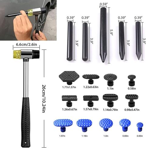 Sonrinss T-Bar Dent Puller - مجموعة مزيل دنت السيارة، مطرقة دنت، أداة إزالة دنت السيارة مناسبة لانبعاجات السيارة / إزالة الانبعاجات التلقائية / تلف البرد in Saudi Arabia