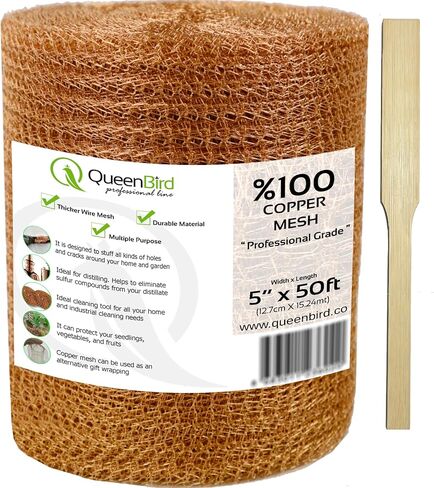 Copper Mesh with Packing Tool - 5" X 100 Feet / 50 Feet / 15 Feet - Blocker for Hole - DIY Hole Filler, Copper Fill Fabric, Keep Rodent Out, Ideal for Distilling, Pure 100% Copper Roll in Kuwait