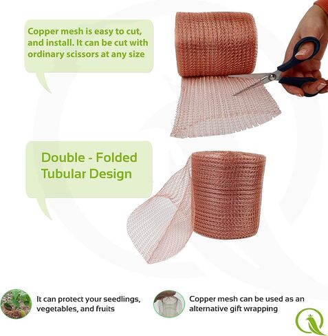 Copper Mesh with Packing Tool - 5" X 100 Feet / 50 Feet / 15 Feet - Blocker for Hole - DIY Hole Filler, Copper Fill Fabric, Keep Rodent Out, Ideal for Distilling, Pure 100% Copper Roll in Kuwait