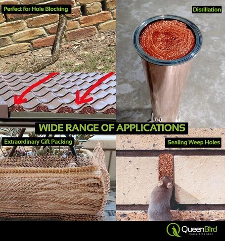 Copper Mesh with Packing Tool - 5" X 100 Feet / 50 Feet / 15 Feet - Blocker for Hole - DIY Hole Filler, Copper Fill Fabric, Keep Rodent Out, Ideal for Distilling, Pure 100% Copper Roll in Kuwait