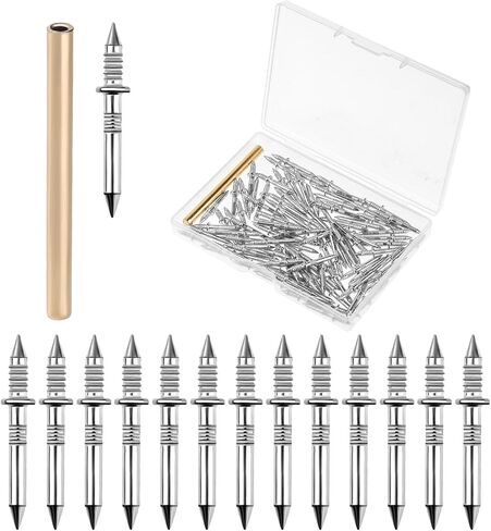 100Pcs Double Head Skirting Thread Seamless Nail, Double Headed Nails, Skirting Line without Marks Nail, Solid Wood Security Baseboard Nails with Nail Specific Sleeve Tool in Saudi Arabia