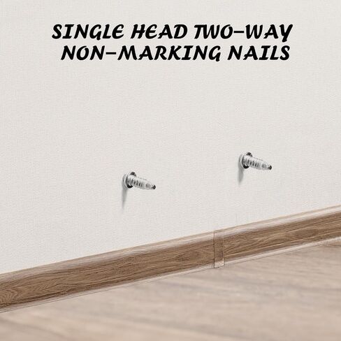 100Pcs Double Head Skirting Thread Seamless Nail, Double Headed Nails, Skirting Line without Marks Nail, Solid Wood Security Baseboard Nails with Nail Specific Sleeve Tool in Saudi Arabia