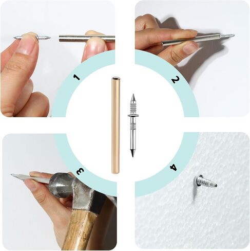 100Pcs Double Head Skirting Thread Seamless Nail, Double Headed Nails, Skirting Line without Marks Nail, Solid Wood Security Baseboard Nails with Nail Specific Sleeve Tool in Saudi Arabia