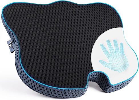 وسادة مقعد إسفينية للحفاظ على الزاوية الطبيعية للركبتين وتحسين الوضعية - وسادة مقعد ناعمة من الإسفنج الذكي لإطلاق العنان لراحة فائقة في المكتب والمنزل ومقاعد السيارة (غطاء شبكي، أسود) in Kuwait