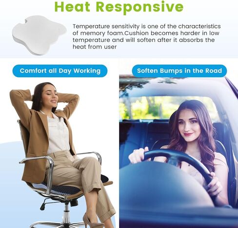 وسادة مقعد إسفينية للحفاظ على الزاوية الطبيعية للركبتين وتحسين الوضعية - وسادة مقعد ناعمة من الإسفنج الذكي لإطلاق العنان لراحة فائقة في المكتب والمنزل ومقاعد السيارة (غطاء شبكي، أسود) in Kuwait