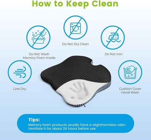 وسادة مقعد إسفينية للحفاظ على الزاوية الطبيعية للركبتين وتحسين الوضعية - وسادة مقعد ناعمة من الإسفنج الذكي لإطلاق العنان لراحة فائقة في المكتب والمنزل ومقاعد السيارة (غطاء شبكي، أسود) in Kuwait