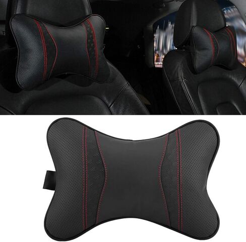 Car Seat Headrest, Auto Accessories Leather/PP Cotton Car Rest Cushion Seat Head Headrest Neck Rest Pillow Pad Support(BLACK) in Kuwait