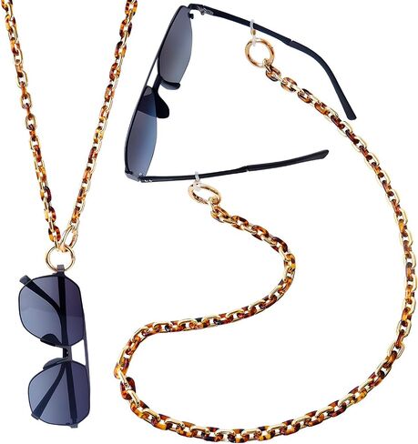 POLOSA Stylish Eyeglass Chain Leopard Gold Glasses Holder Mask Chain Strap Sunglasses Holder Necklace Brown Eyewear Retainer Eye Glasses Neck Chains for Women Men in Saudi Arabia