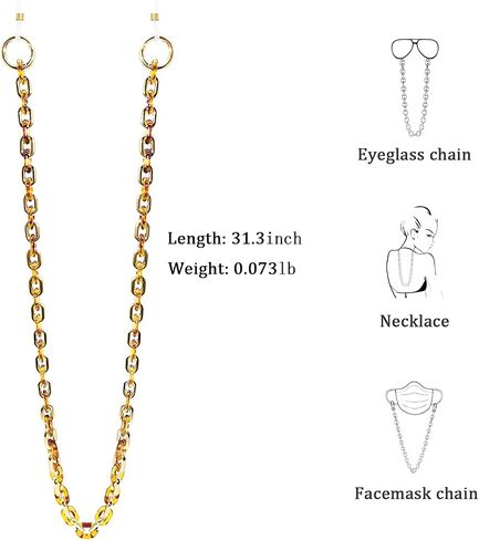 POLOSA Stylish Eyeglass Chain Leopard Gold Glasses Holder Mask Chain Strap Sunglasses Holder Necklace Brown Eyewear Retainer Eye Glasses Neck Chains for Women Men in Saudi Arabia