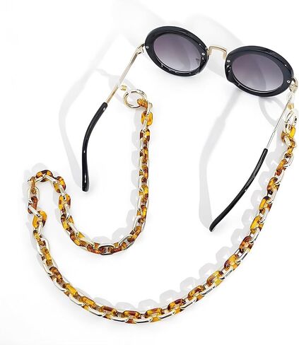 POLOSA Stylish Eyeglass Chain Leopard Gold Glasses Holder Mask Chain Strap Sunglasses Holder Necklace Brown Eyewear Retainer Eye Glasses Neck Chains for Women Men in Saudi Arabia
