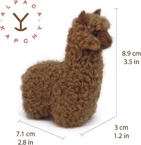 Felted Alpaca Ornament made 100% of Baby Alpaca Wool || Handcrafted Lifelike Animal Figure || Handmade Alpaca Decoration crafted by Peruvian Artisans || 3.5'' Long (Brown) in Saudi Arabia