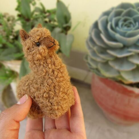 Felted Alpaca Ornament made 100% of Baby Alpaca Wool || Handcrafted Lifelike Animal Figure || Handmade Alpaca Decoration crafted by Peruvian Artisans || 3.5'' Long (Brown) in Saudi Arabia