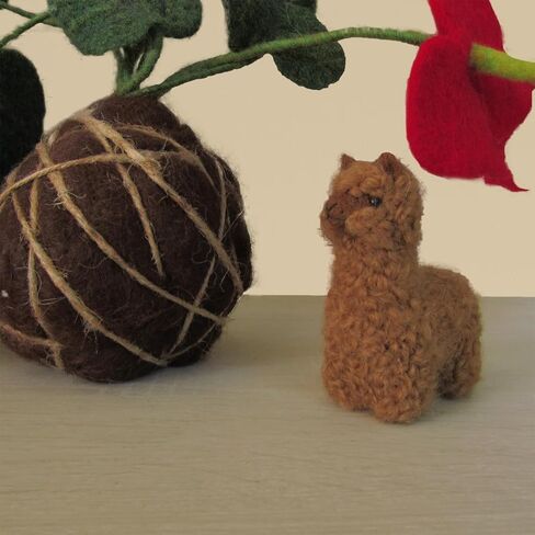 Felted Alpaca Ornament made 100% of Baby Alpaca Wool || Handcrafted Lifelike Animal Figure || Handmade Alpaca Decoration crafted by Peruvian Artisans || 3.5'' Long (Brown) in Saudi Arabia
