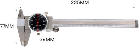 قرص فرجار 0-6 بوصة 0.001 بوصة، أداة قياس ميكانيكية من الفولاذ المقاوم للصدأ مقاومة للصدمات، قياسات الهوية والقطر والعمق والخطوة، وجه أسود in Kuwait