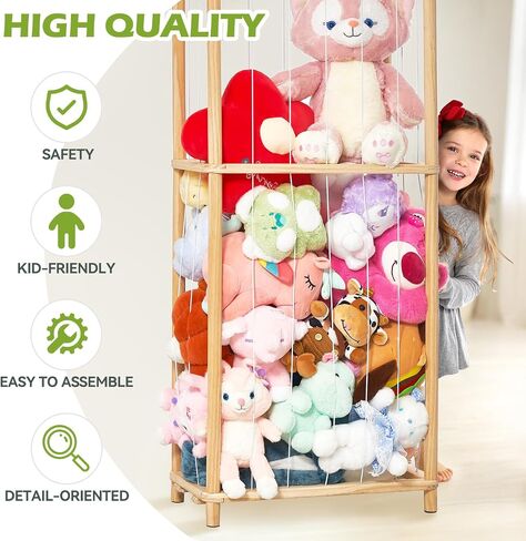 fzwzydd Stuffed Animal Zoo Storage Wooden Extra Large Stuffed Animal Cage Storage,Kids Stuffed Animal Storage Zoo,Stuff Animal Organizer,Stuffed Animal Holder for Nursery Playroom Bedroom Kid Room in Saudi Arabia