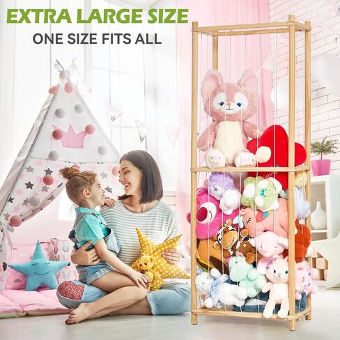 fzwzydd Stuffed Animal Zoo Storage Wooden Extra Large Stuffed Animal Cage Storage,Kids Stuffed Animal Storage Zoo,Stuff Animal Organizer,Stuffed Animal Holder for Nursery Playroom Bedroom Kid Room in Saudi Arabia