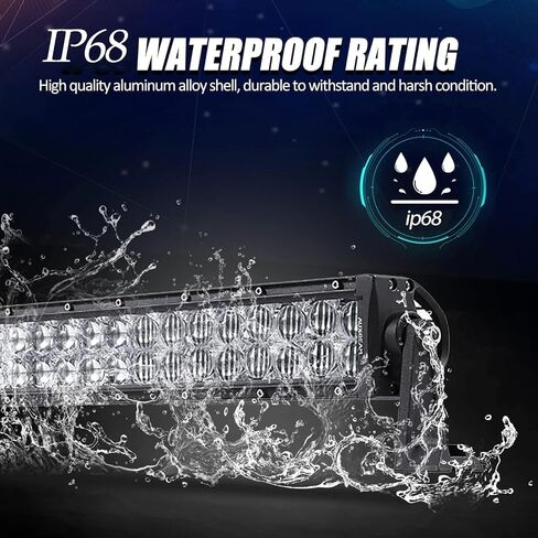 شريط إضاءة LED Auxbeam 52 بوصة 300 وات، 30000 لومن مقاوم للماء ضوء العمل على الطرق الوعرة، مصباح القيادة على الطرق الوعرة، عدسة 5D صف مزدوج، مجموعة مصابيح الضباب مع حزام الأسلاك لشاحنات الالتقاط SUV ATV UTV Boat in Kuwait