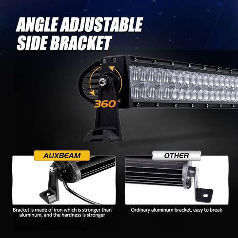 شريط إضاءة LED Auxbeam 52 بوصة 300 وات، 30000 لومن مقاوم للماء ضوء العمل على الطرق الوعرة، مصباح القيادة على الطرق الوعرة، عدسة 5D صف مزدوج، مجموعة مصابيح الضباب مع حزام الأسلاك لشاحنات الالتقاط SUV ATV UTV Boat in Kuwait