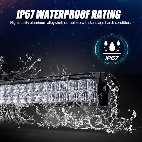 شريط إضاءة LED Auxbeam 52 بوصة 300 وات، 30000 لومن مقاوم للماء ضوء العمل على الطرق الوعرة، مصباح القيادة على الطرق الوعرة، عدسة 5D صف مزدوج، مجموعة مصابيح الضباب مع حزام الأسلاك لشاحنات الالتقاط SUV ATV UTV Boat in Kuwait