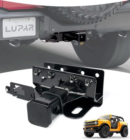 وصلة سحب مقطورة Lupar، وصلة استقبال شديدة التحمل مقاس 2 بوصة متوافقة مع Ford Bronco 2021-2022 2/4 باب، وخطاف سحب المصد الخلفي - أسود in Kuwait