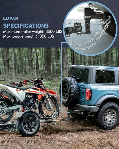 وصلة سحب مقطورة Lupar، وصلة استقبال شديدة التحمل مقاس 2 بوصة متوافقة مع Ford Bronco 2021-2022 2/4 باب، وخطاف سحب المصد الخلفي - أسود in Kuwait