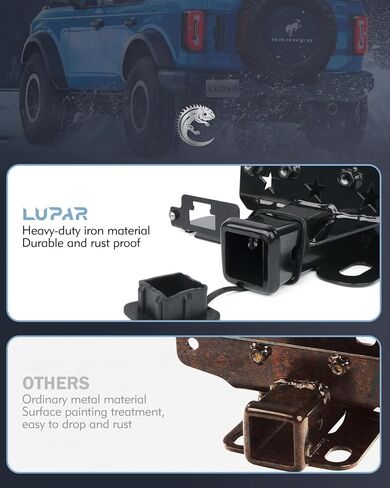 وصلة سحب مقطورة Lupar، وصلة استقبال شديدة التحمل مقاس 2 بوصة متوافقة مع Ford Bronco 2021-2022 2/4 باب، وخطاف سحب المصد الخلفي - أسود in Kuwait