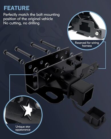 وصلة سحب مقطورة Lupar، وصلة استقبال شديدة التحمل مقاس 2 بوصة متوافقة مع Ford Bronco 2021-2022 2/4 باب، وخطاف سحب المصد الخلفي - أسود in Kuwait